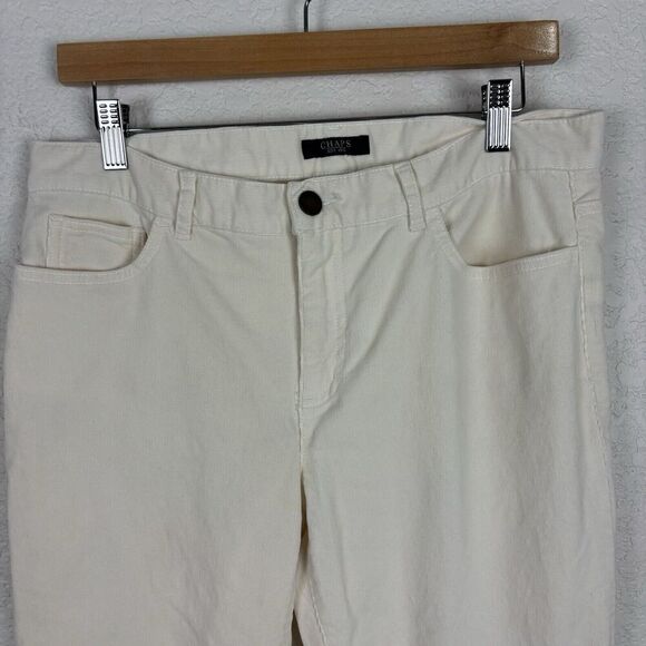 Chaps Stretch Corduroy Pants Ivory Womens 10 Fall Winter Office Casual Workwear - Picture 2 of 12